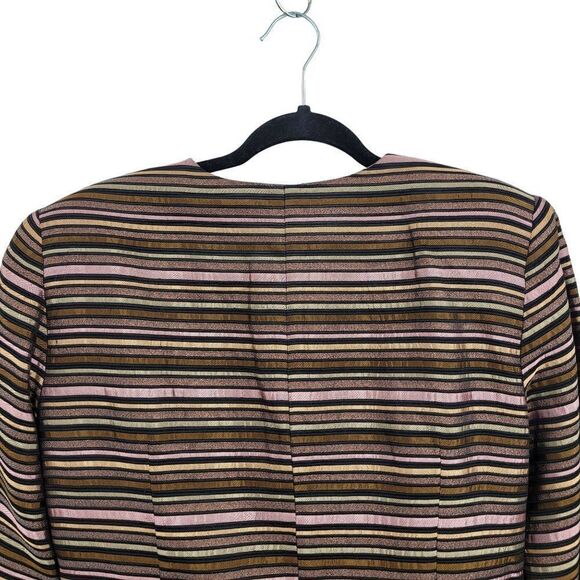 Vintage JS Collections Formal Blazer Set 10 Mauve Metallic Striped Satin Shell - Picture 13 of 17